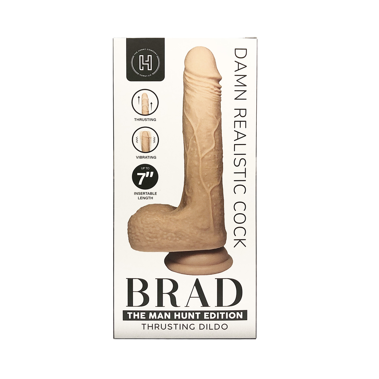 The Horny Company - Brad Damn Realistic Rechargeable Thrusting Dildo 7" with Remote Control