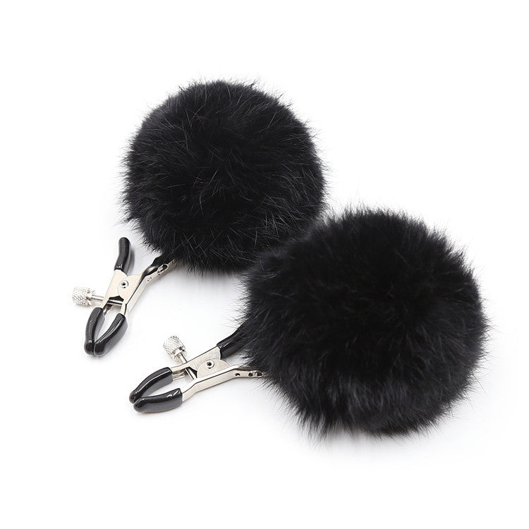 The Horny Company - Black Dragon Noir Pom Nipple Clamps