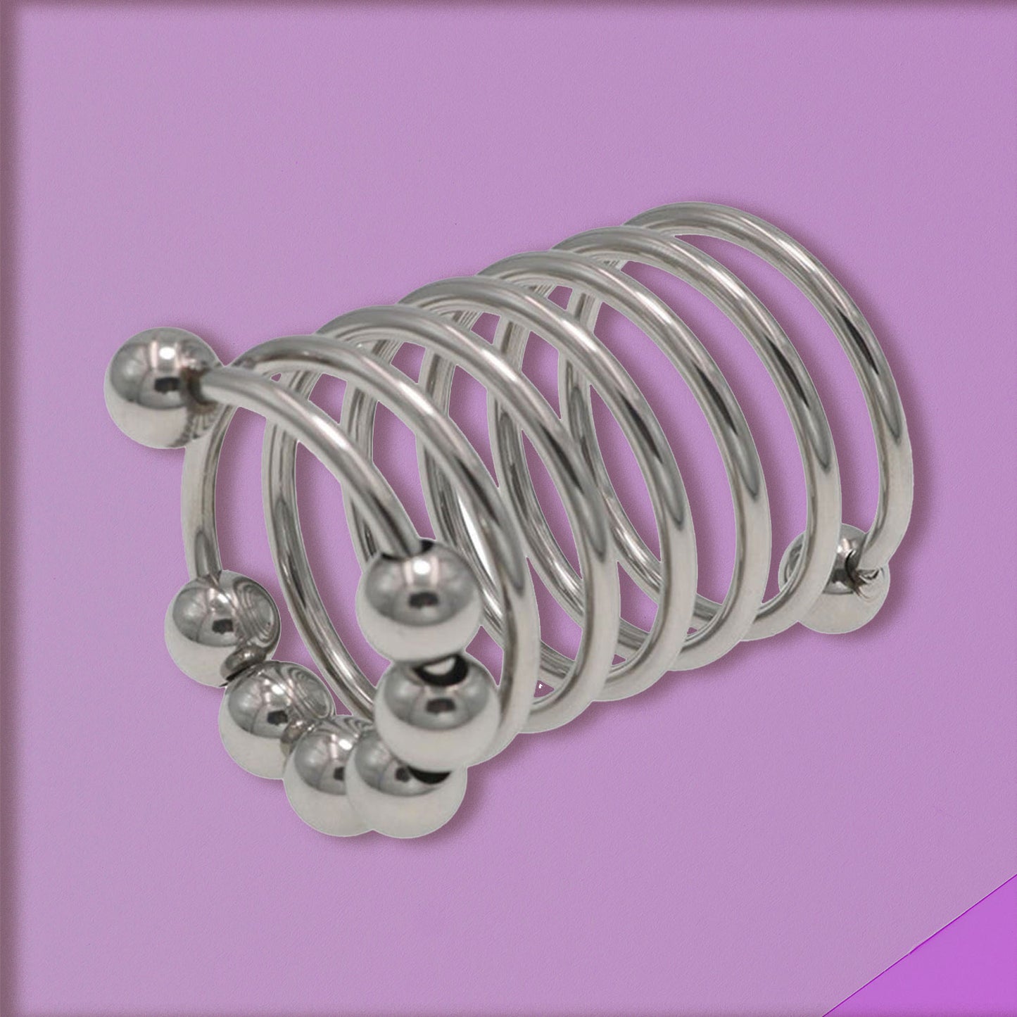 The Horny Company - Black Dragon Spiral Metal Penis Ring with Beads 28 mm