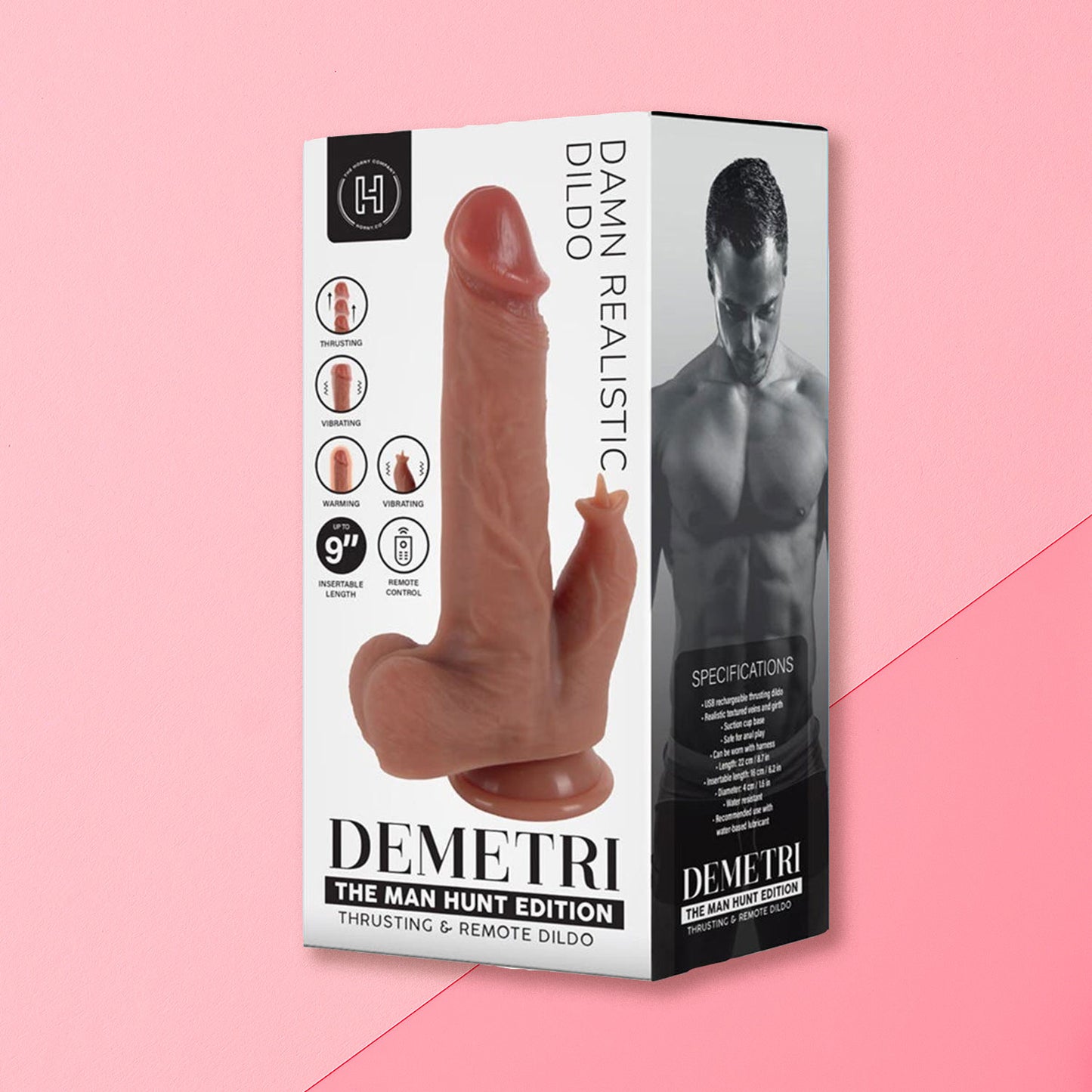 The Man Hunt - Demetri Thrusting Silicone Dildo 9 inches with Remote