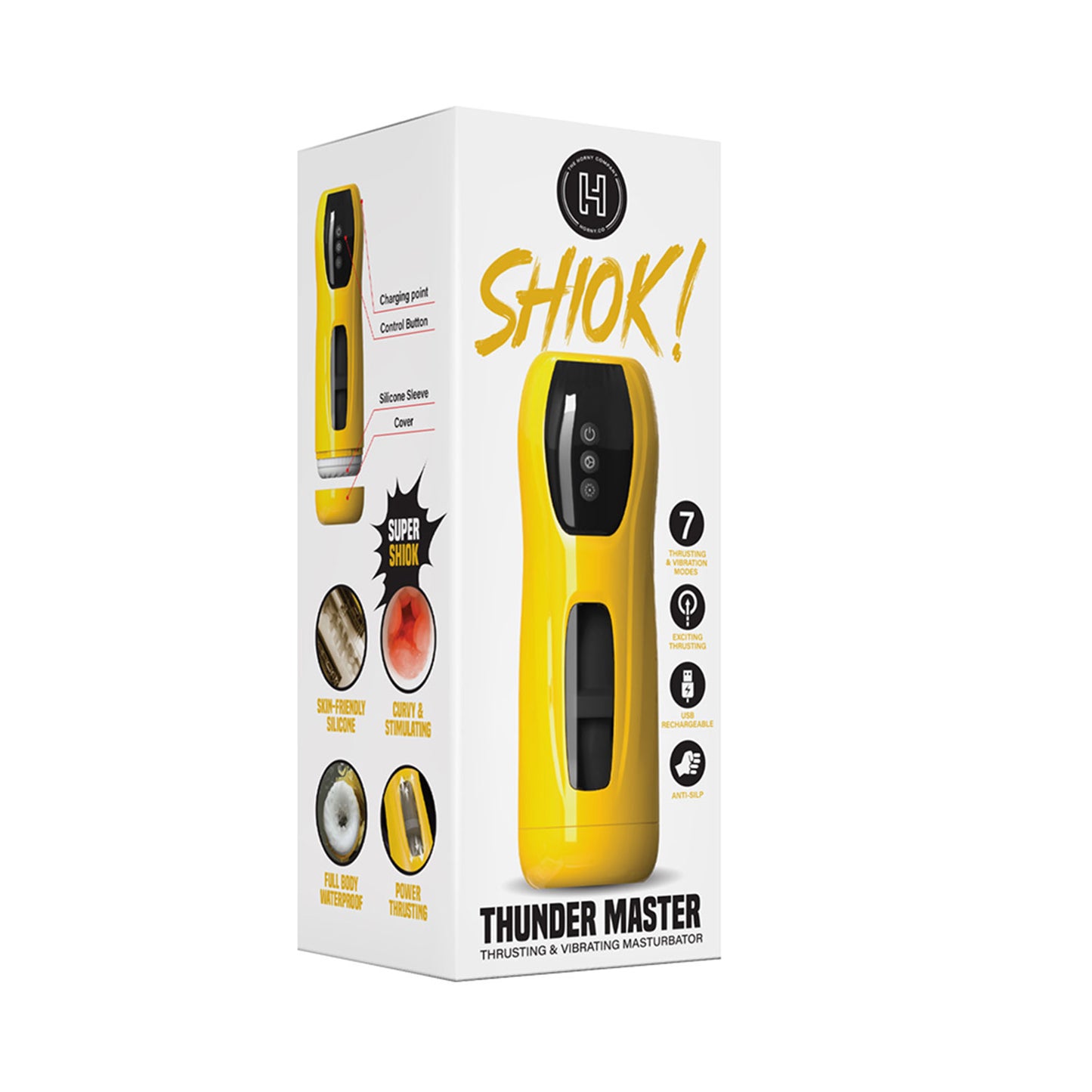 The Horny Company - Shiok Thunder Master Thrusting and Vibrating Male Masturbator Yellow