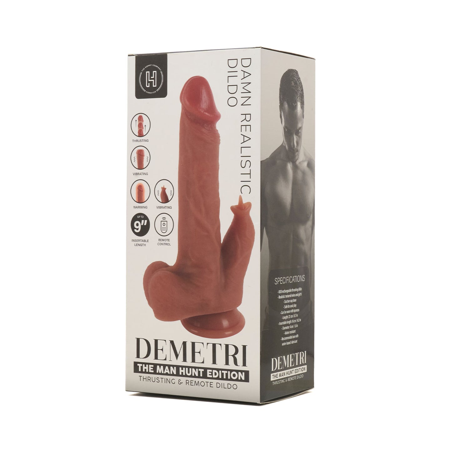 The Man Hunt - Demetri Thrusting Silicone Dildo 9 inches with Remote