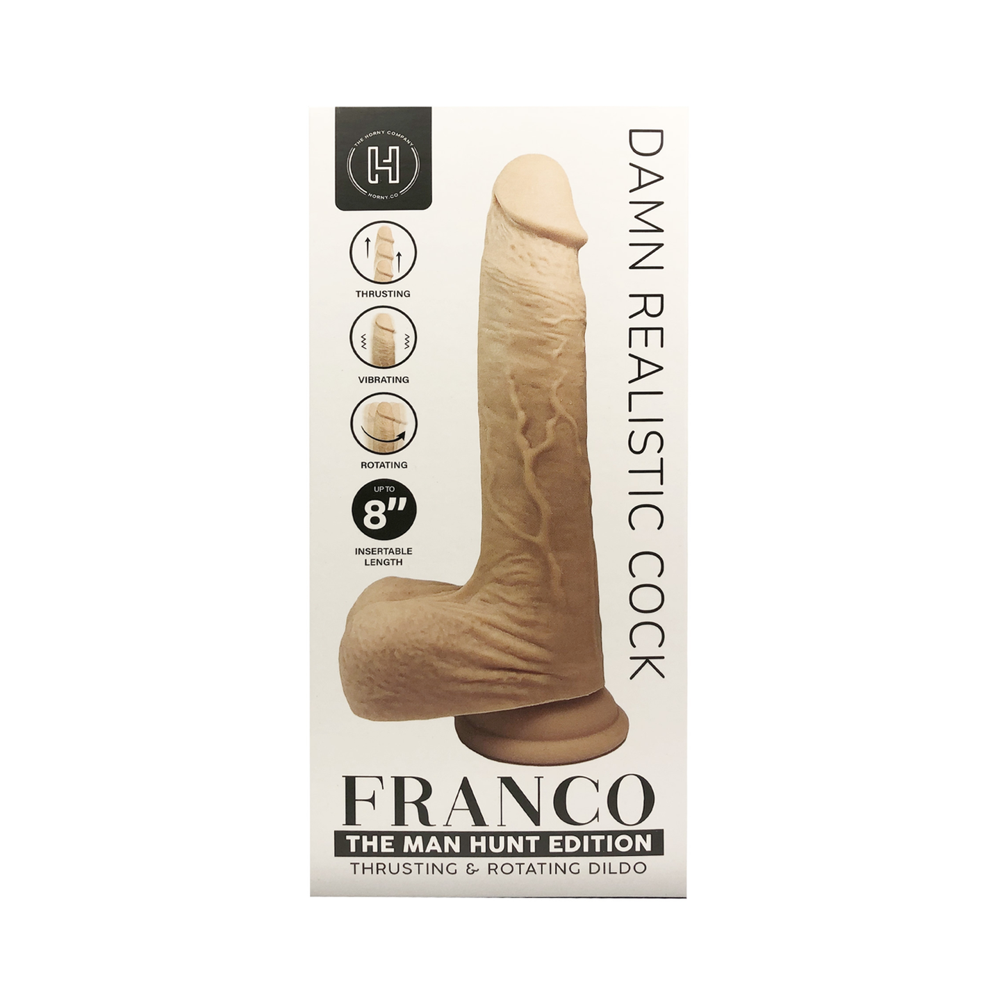 The Horny Company - Franco Damn Realistic Thrusting & Rotating Dildo 8" with Remote Control