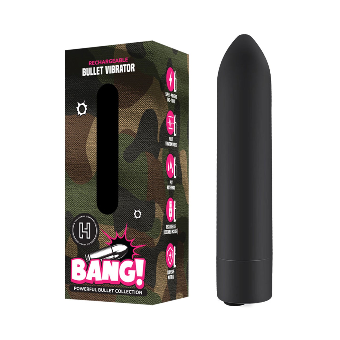 The Horny Company - Bang! Rechargeable Pointed Bullet Vibrator Black