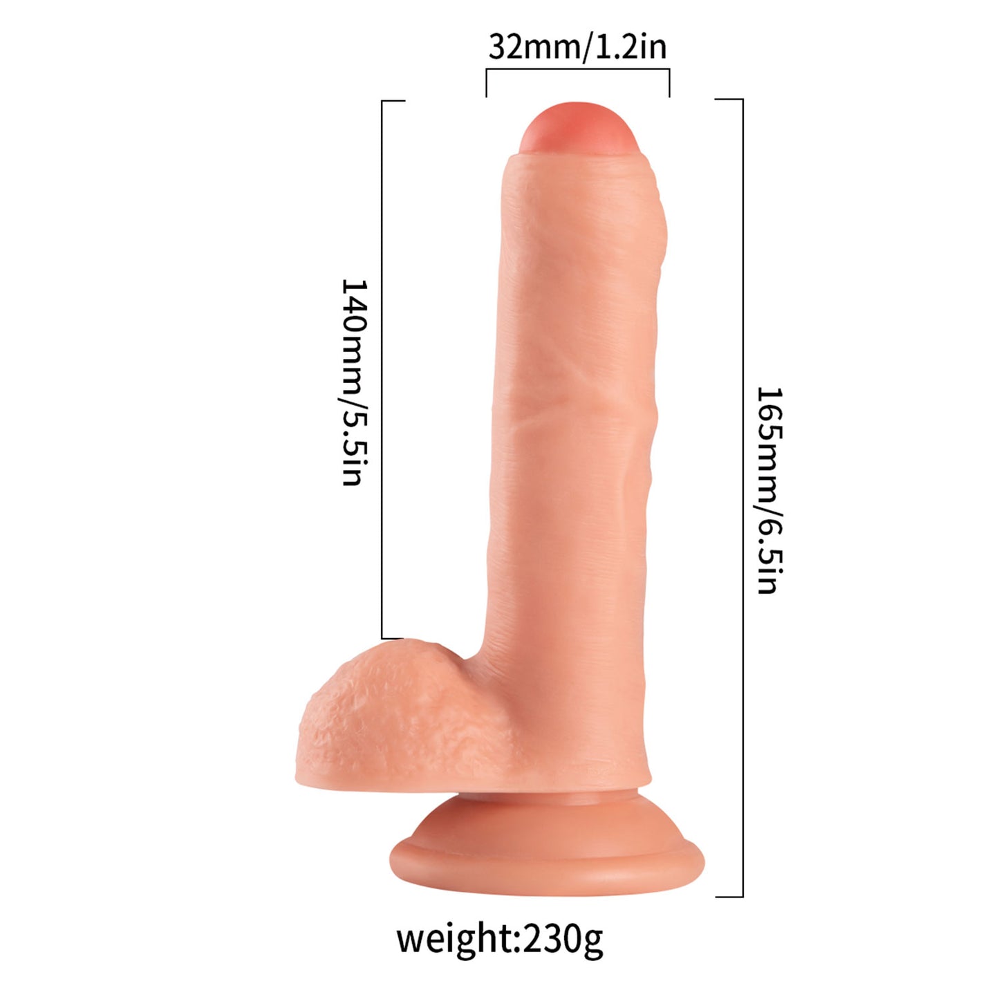 The Horny Company - No Frills Dildo 16.5cm x 3.2cm Uncut Suction Cup Dong