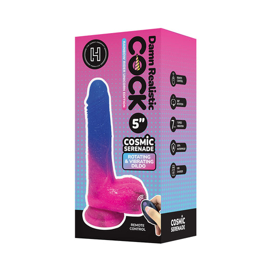 The Horny Company - Damn Realistic Cock 5" Remote-Controlled Rotating and Vibrating Dual Density Silicone Dildo Cosmic Serenade