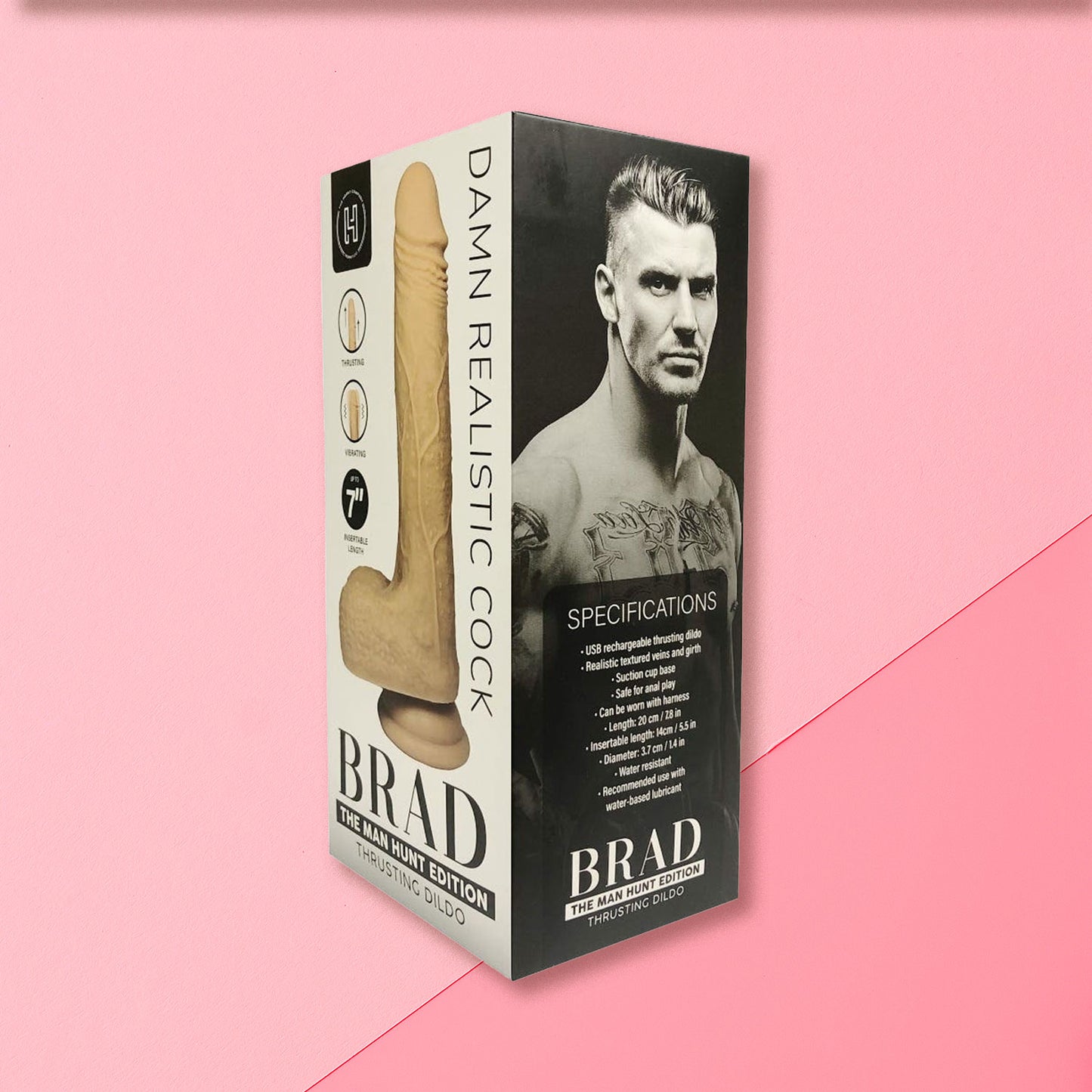 The Horny Company - Brad Damn Realistic Rechargeable Thrusting Dildo 7" with Remote Control