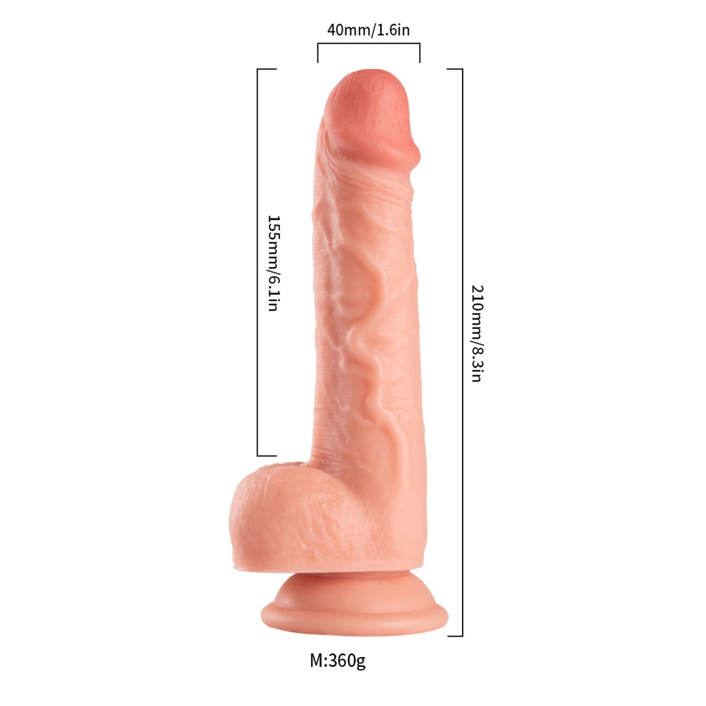 The Horny Company - No Frills Dildo 21cm x 4cm Suction Cup Dong with Balls