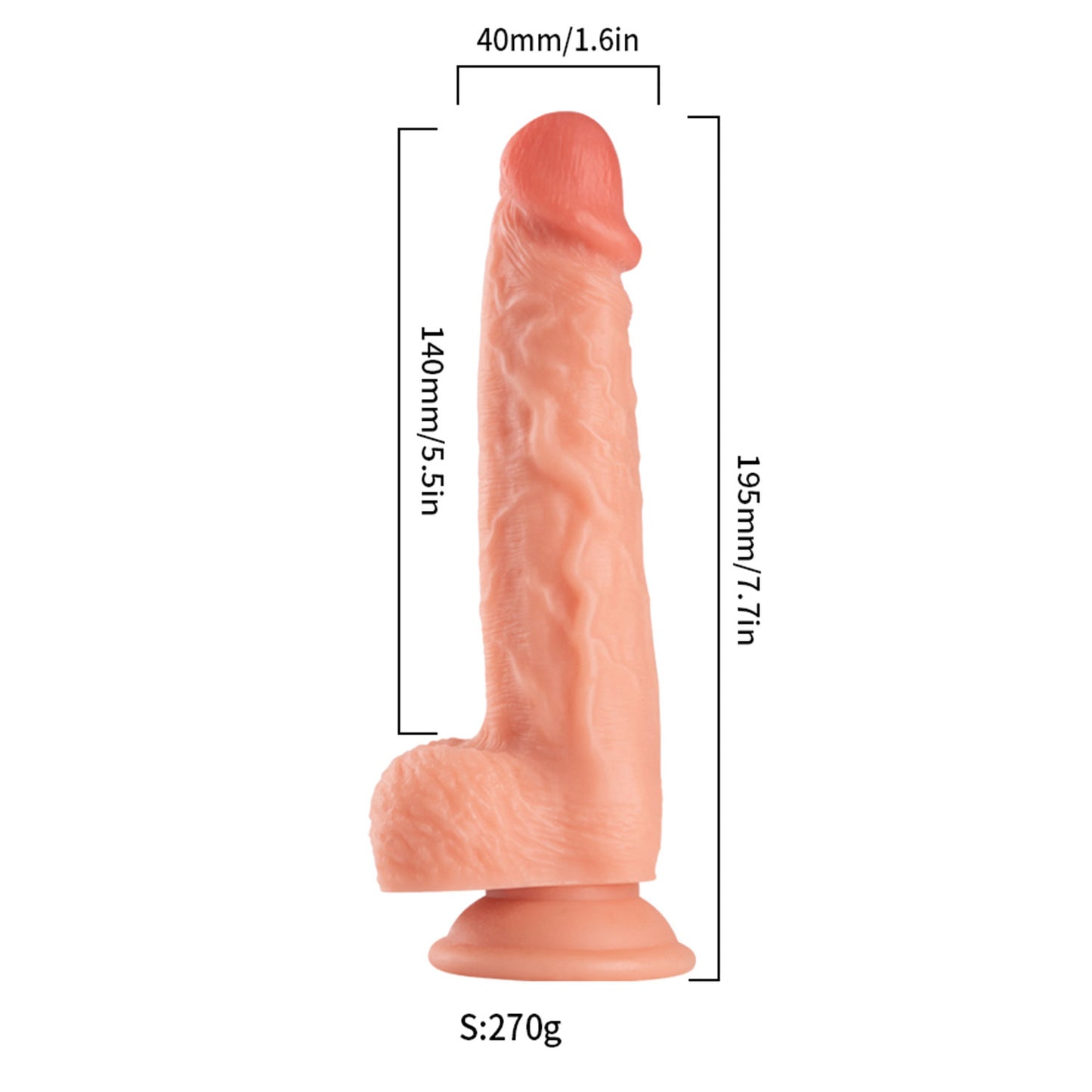 The Horny Company - No Frills Dildo 19.5cm x 4cm Suction Cup Dong Flesh