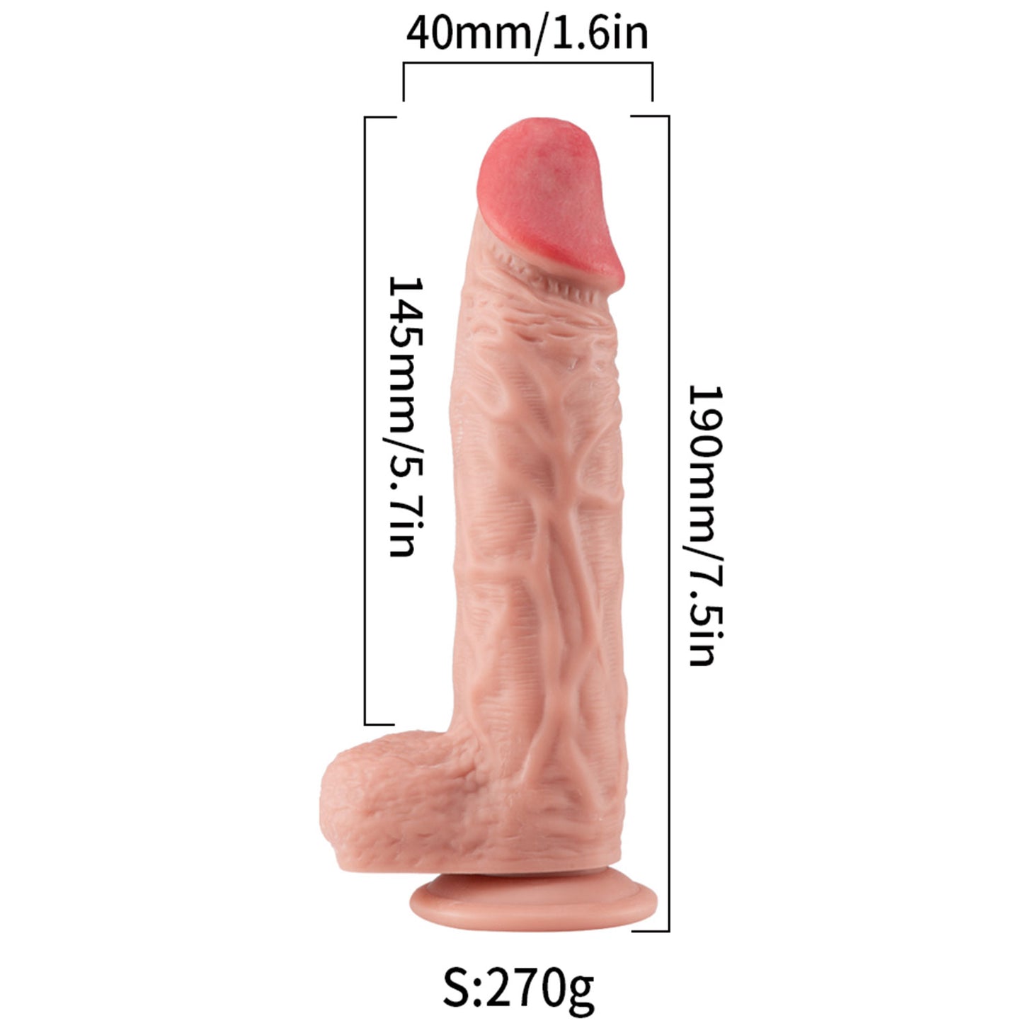 The Horny Company - No Frills Dildo 19.5cm x 4cm Suction Cup Dong with Balls Flesh