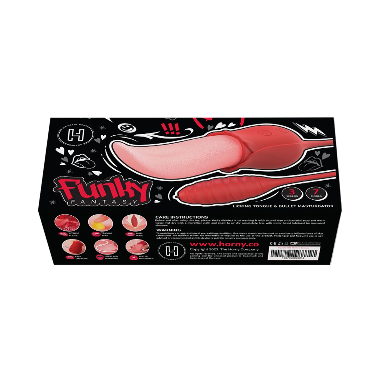 The Horny Company - Funky Fantasy Rechargeable Licking Tongue and Bullet Vibrator