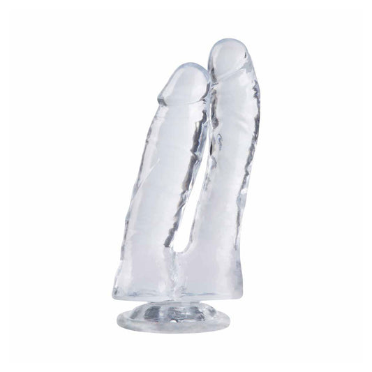 The Horny Company - No Frills Dildo 17.5cm Double Head Suction Cup Dong Clear