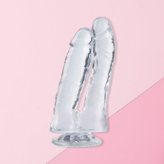 The Horny Company - No Frills Dildo 17.5cm Double Head Suction Cup Dong Clear