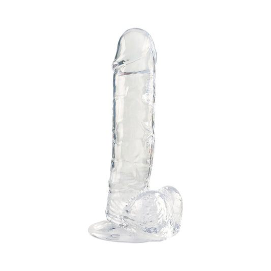 The Horny Company - No Frills Dildo 18.5cm x 3.7cm Suction Cup Dong with Balls Clear