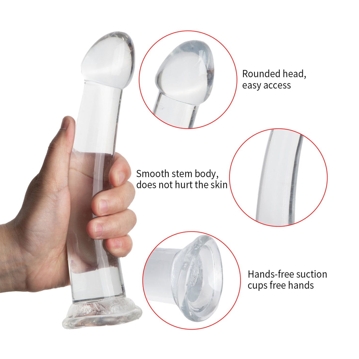 The Horny Company - No Frills Dildo 17cm x 3.3cm Smooth Suction Cup Dong Clear