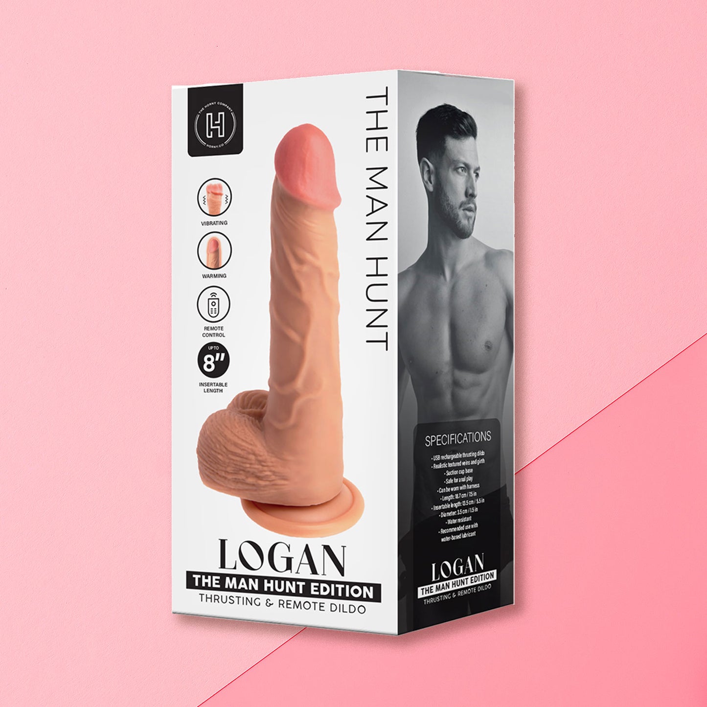 The Man Hunt - Logan Thrusting Silicone Dildo 8 inches with Remote