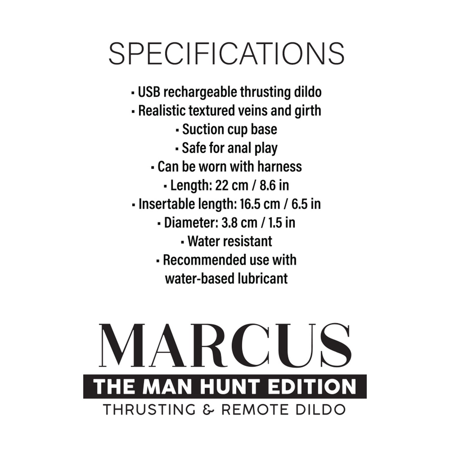 The Horny Company - The Man Hunt Edition Marcus Remote Controlled Thrusting Silicone Dildo